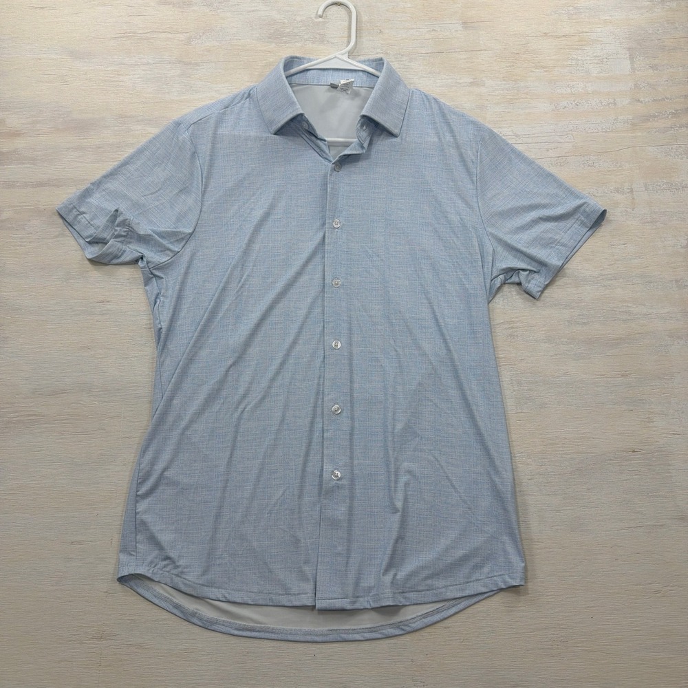 State and Liberty Shirt Sport Tech M Athletic Fit 4-Way Stretch Blue Mens PO3272